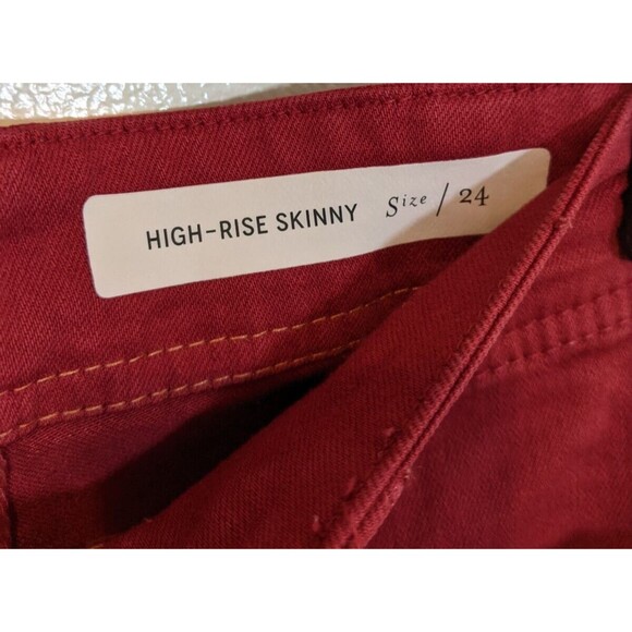 Anthropologie Pilcro and the Letterpress Jean Red Skinny Button Fly Mid Rise 24 - Picture 11 of 13